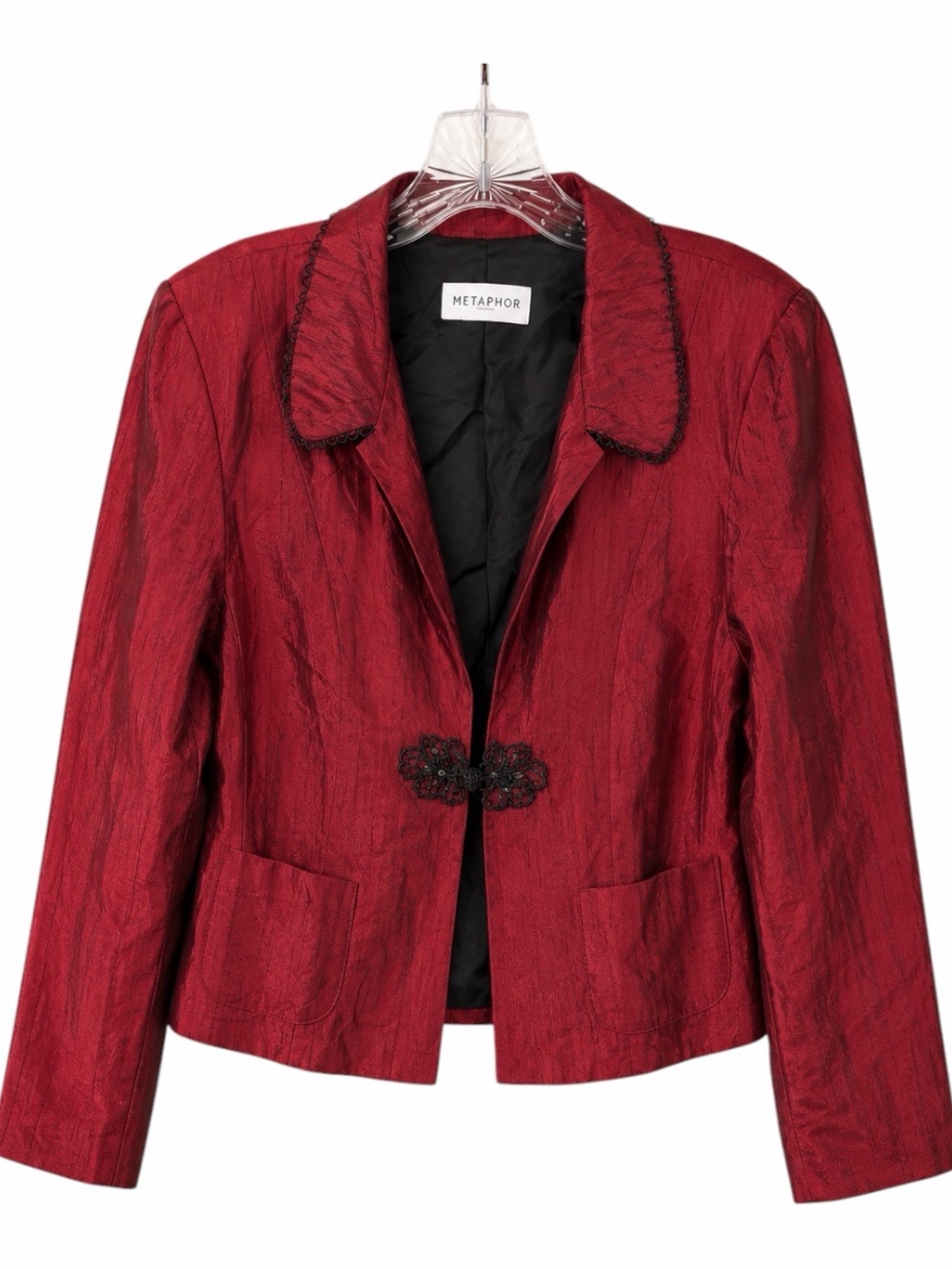 Vintage Metaphor Red Textured Jacket Black Floral Clasp Dark Romance M